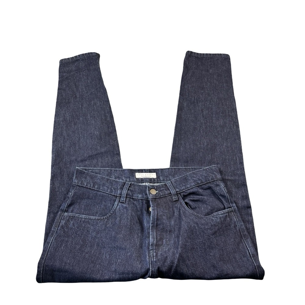 Luca Faloni Mens Italian Denim Jeans Blue Tapered Button Fly Size 28x30